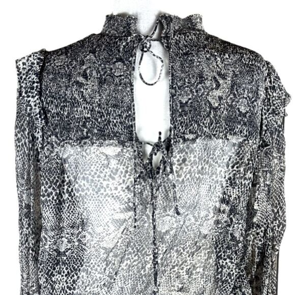 Free People Roma Long Sheer Ruffle Sleeve Bohemian Top Size Medium 📦 - Picture 11 of 13